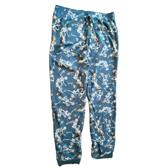 Fleece Pajama Jogger Pants Green Skeleton Skateboarding Boys XL 18-20 JJ2077 - Picture 2 of 8